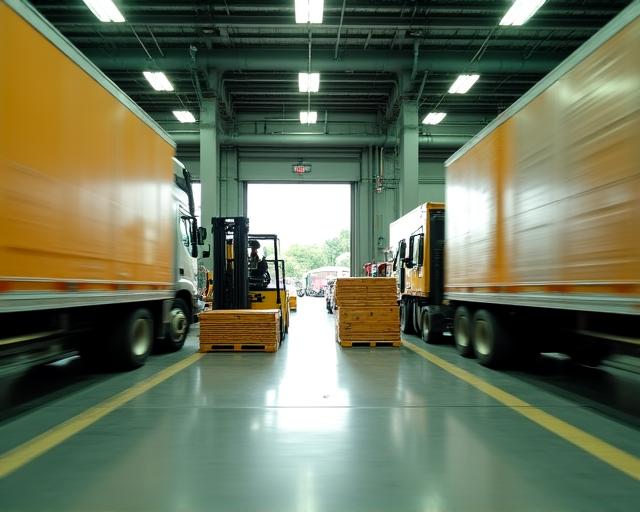 Logistics team executing cross-docking operations at the loading bay