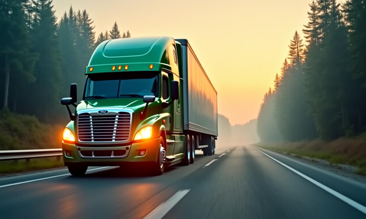 Commercial heavy transport truck on highway